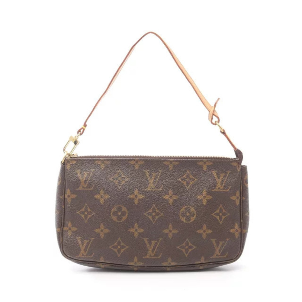 Louis Vuitton Pochette Accessoires Handbag Canvas Leather Monogram Brown